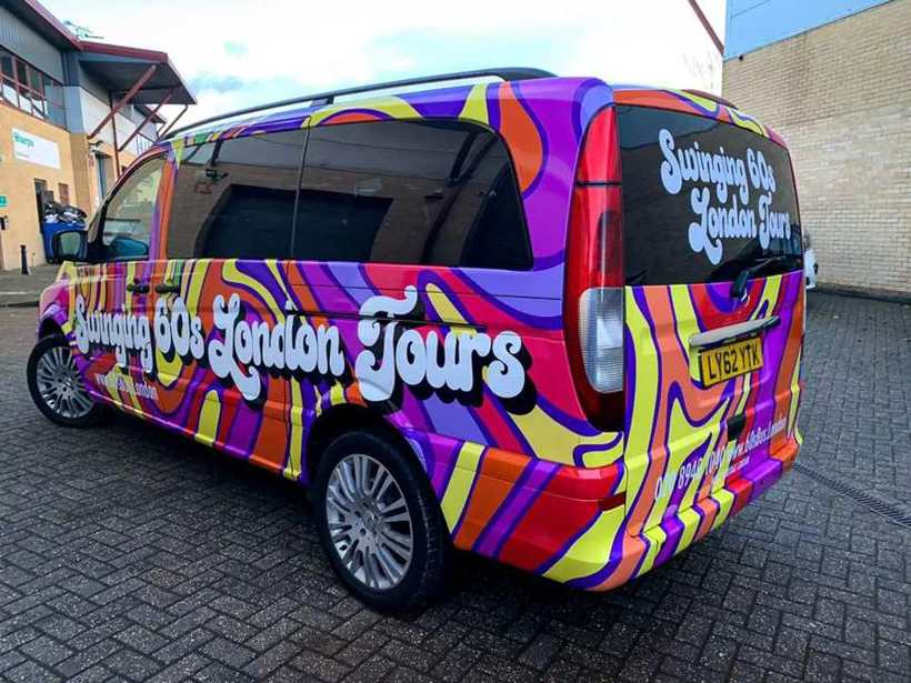 Swinging Sixties themed bus wrap