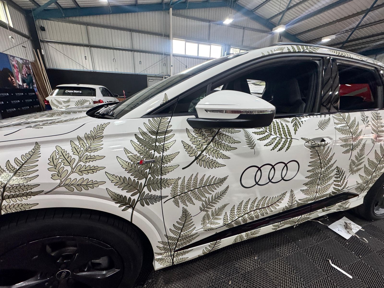 Audi in a printed fern pattern wrap