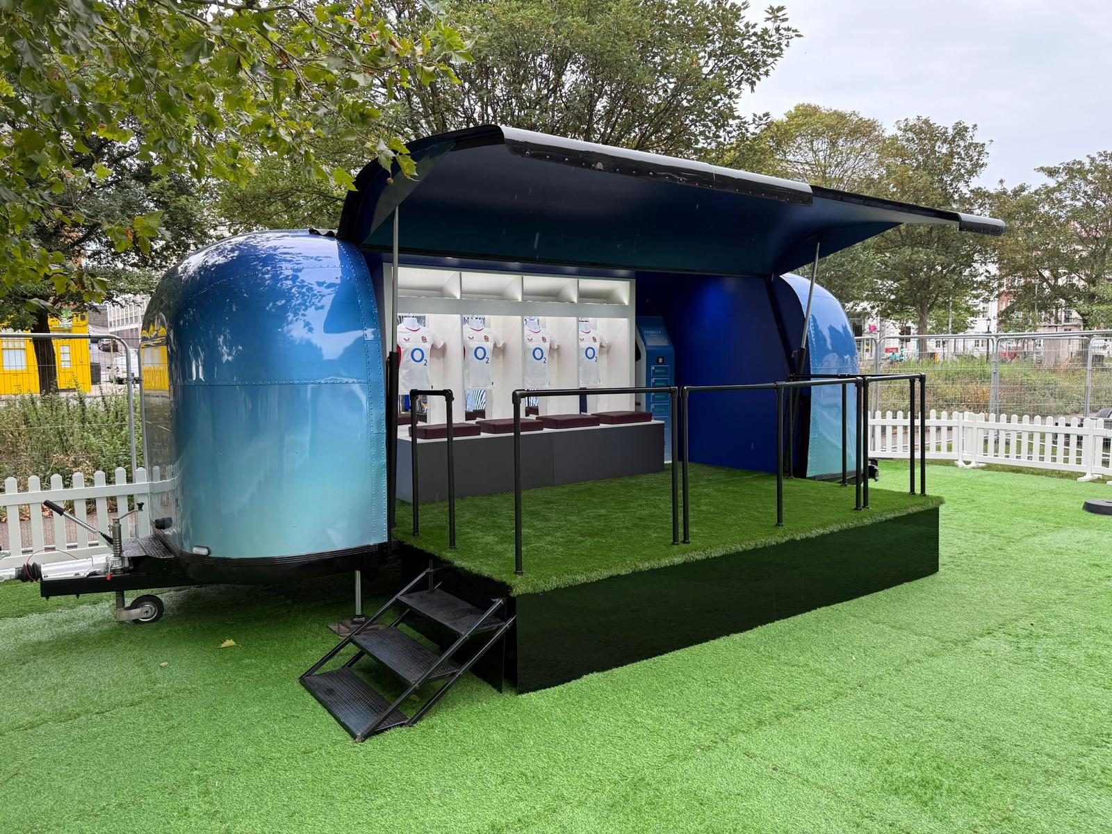 Airstream converted into an entertainment stage and wrapped