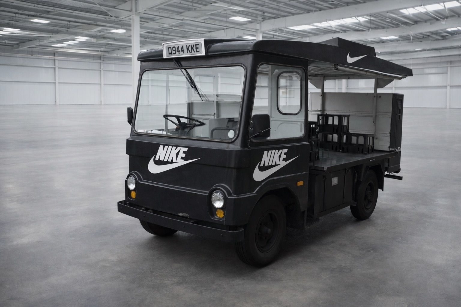 Electric milk float promotional vehicle wrap