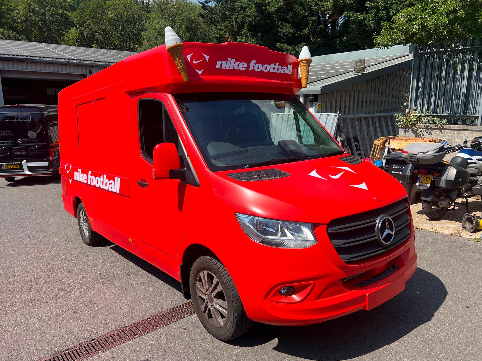 Nike Football ice cream van wrapped in red