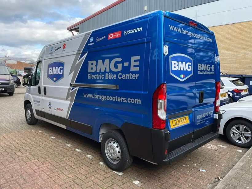 BMG-E electric bike centre van wrap